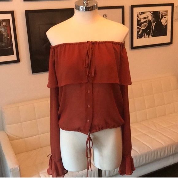 Topshop Tops - Beautiful off the shoulder sheer topshop shirt